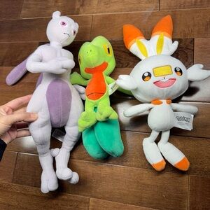 Pokémon Plush Scorbunny, Treecko & MEWTWO Stuffed toys bundle